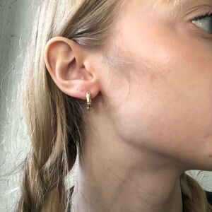 Gold Gem Hoop Earrings